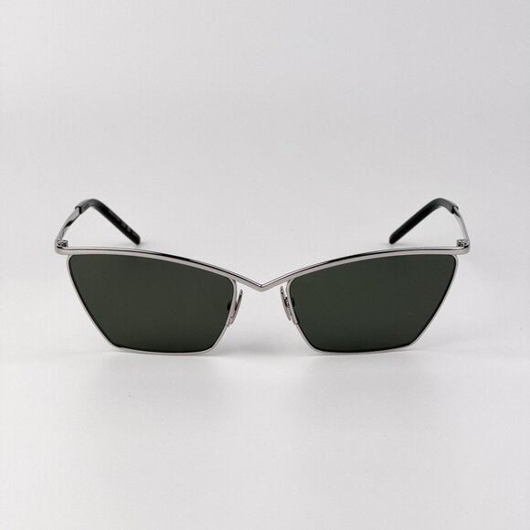 Saint Laurent SL637 002 Women’s Cat Eye Sunglasses Silver Frame Grey Lenses main image 11